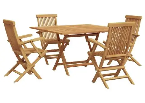 Set de dining pentru grădină , 5 piese, din lemn de tec - 2/5