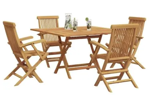 Set de dining pentru grădină , 5 piese, din lemn de tec - 3/5