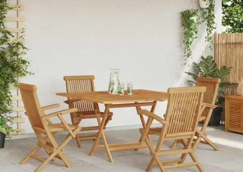 Set de dining pentru grădină , 5 piese, din lemn de tec - 4/5