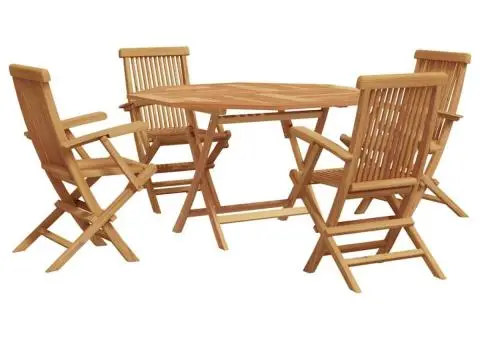 Set de mese pentru grădină , 5 piese, lemn de tec solid - 2/5