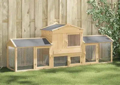 Căsuță pentru pui Maro 225 x 60 x 89 cm Lemn masiv de pin - 1/5