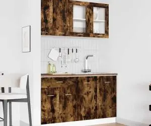vidaXL Set de Dulapuri pentru Bucătărie din 4 Piese Stejar Afumat Lemn Stratificat