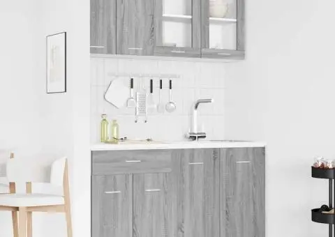 Set de Dulapuri de Bucătărie 4 Piese Gri Sonoma Lemn Prelucrat - 1/5