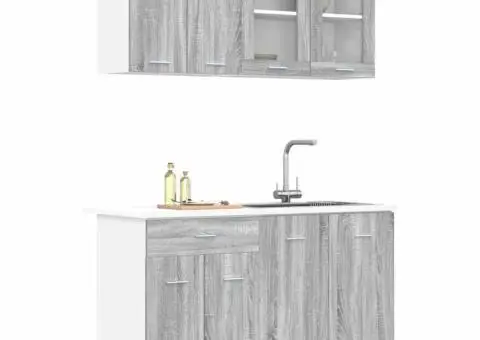 Set de Dulapuri de Bucătărie 4 Piese Gri Sonoma Lemn Prelucrat - 3/5