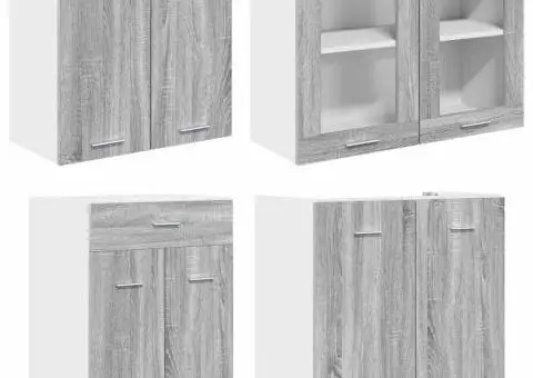 Set de Dulapuri de Bucătărie 4 Piese Gri Sonoma Lemn Prelucrat - 4/5