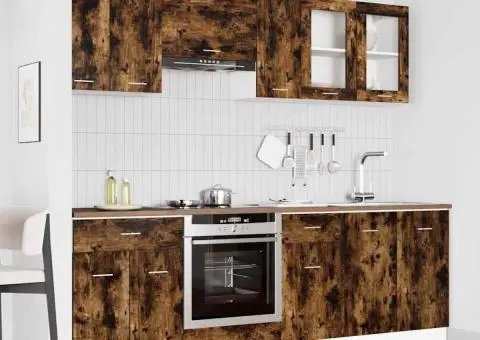 Set de dulapuri pentru bucătărie 8 Piese Stejar Afumat Lemn Ingineresc - 1/5