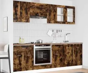 vidaXL Set de dulapuri pentru bucătărie 8 Piese Stejar Afumat Lemn Ingineresc