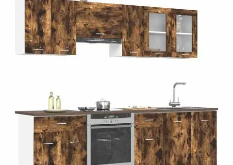 Set de dulapuri pentru bucătărie 8 Piese Stejar Afumat Lemn Ingineresc - 3/5