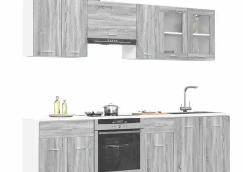 Set de dulapuri de bucătărie 8 Piese Gri Sonoma Lemn prelucrat - 3/5