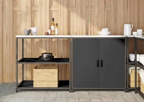 Set de depozitare pentru bucătărie 2 pcs Negru 180 x 50 x 92 cm - 1/5