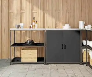 vidaXL Set de depozitare pentru bucătărie 2 pcs Negru 180 x 50 x 92 cm