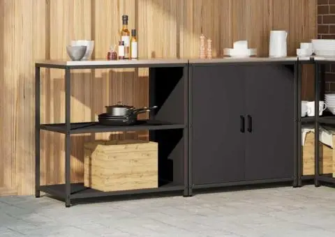 Set de depozitare pentru bucătărie 2 pcs Negru 180 x 50 x 92 cm - 4/5