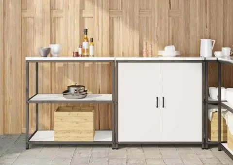 Set de depozitare pentru bucătărie 2 pcs Alb 180 x 50 x 92 cm - 1/5