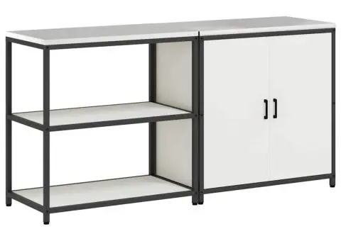 Set de depozitare pentru bucătărie 2 pcs Alb 180 x 50 x 92 cm - 2/5