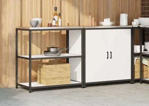 Set de depozitare pentru bucătărie 2 pcs Alb 180 x 50 x 92 cm - 4/5