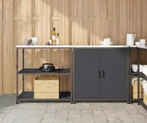 vidaXL Set de depozitare pentru bucătărie cu raft cu depozitare cu ușă Ajustabil 2 pcs Antracit