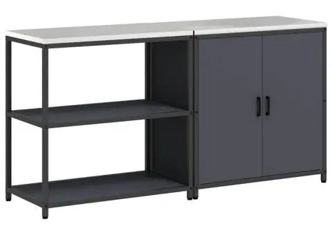 Set de depozitare pentru bucătărie cu raft cu depozitare cu ușă Ajustabil 2 pcs Antracit - 2/5