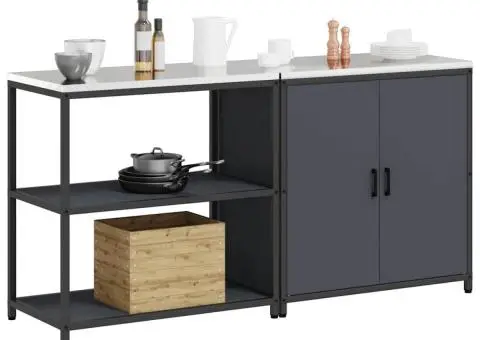 Set de depozitare pentru bucătărie cu raft cu depozitare cu ușă Ajustabil 2 pcs Antracit - 3/5