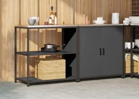 Set de depozitare pentru bucătărie cu raft cu depozitare cu ușă Ajustabil 2 pcs Antracit - 4/5