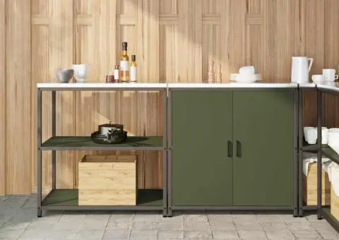 Set de depozitare pentru bucătărie cu raft 2 pcs Verde măsliniu - 1/5