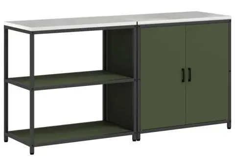 Set de depozitare pentru bucătărie cu raft 2 pcs Verde măsliniu - 2/5