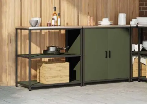 Set de depozitare pentru bucătărie cu raft 2 pcs Verde măsliniu - 4/5