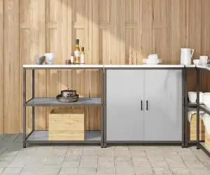 vidaXL Set de depozitare pentru bucătărie cu raft cu depozitare cu ușă Ajustabil 2 pcs Argintiu