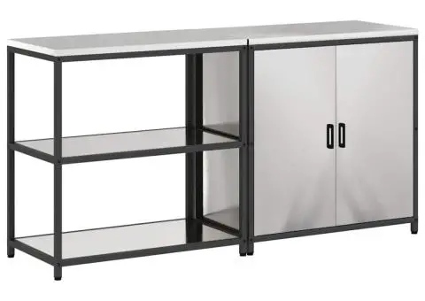 Set de depozitare pentru bucătărie cu raft cu depozitare cu ușă Ajustabil 2 pcs Argintiu - 2/5