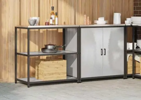 Set de depozitare pentru bucătărie cu raft cu depozitare cu ușă Ajustabil 2 pcs Argintiu - 4/5