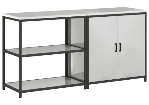 Set de depozitare pentru bucătărie cu raft cu depozitare cu ușă Ajustabil 2 pcs Argintiu - 2/5