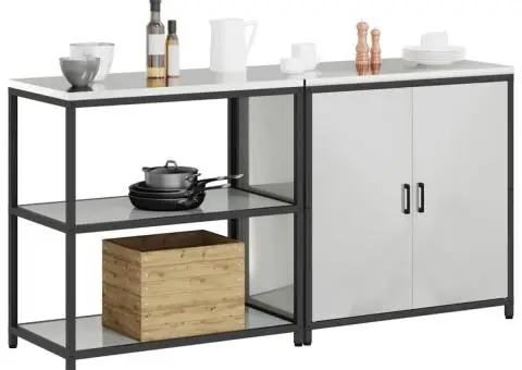 Set de depozitare pentru bucătărie cu raft cu depozitare cu ușă Ajustabil 2 pcs Argintiu - 3/5