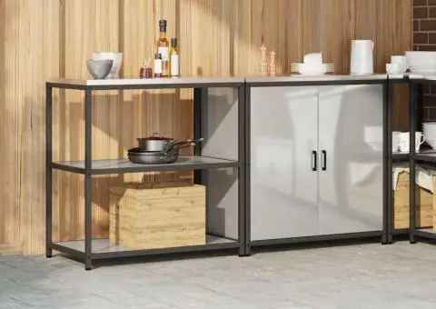 Set de depozitare pentru bucătărie cu raft cu depozitare cu ușă Ajustabil 2 pcs Argintiu - 4/5