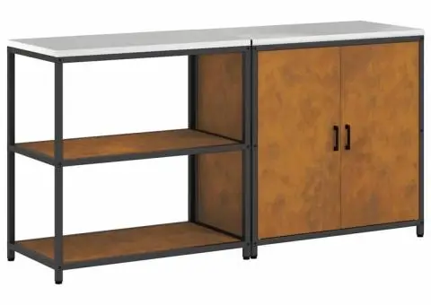 Set de depozitare pentru bucătărie cu raft cu depozitare cu ușă Ajustabil 2 pcs Ruginit - 2/5