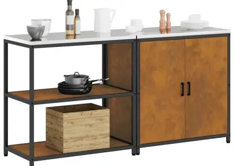 Set de depozitare pentru bucătărie cu raft cu depozitare cu ușă Ajustabil 2 pcs Ruginit - 3/5