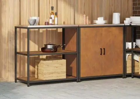 Set de depozitare pentru bucătărie cu raft cu depozitare cu ușă Ajustabil 2 pcs Ruginit - 4/5