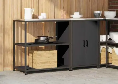 Set de depozitare pentru bucătărie 2 pcs Negru 150 x 50 x 92 cm - 4/5