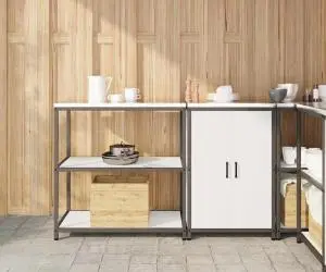 vidaXL Set de depozitare pentru bucătărie 2 pcs Alb 150 x 50 x 92 cm