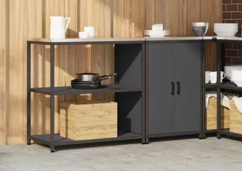 Set de depozitare pentru bucătărie cu raft cu depozitare cu ușă Ajustabil 2 pcs Antracit - 4/5