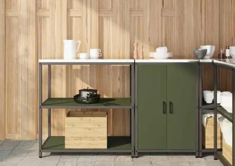 Set de depozitare pentru bucătărie cu raft 2 pcs Verde măsliniu - 1/5