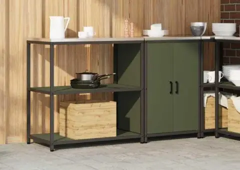 Set de depozitare pentru bucătărie cu raft 2 pcs Verde măsliniu - 4/5