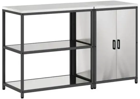 Set de depozitare pentru bucătărie cu raft cu depozitare cu ușă Ajustabil 2 pcs Argintiu - 2/5