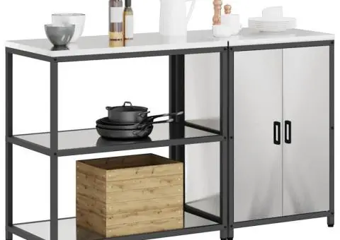 Set de depozitare pentru bucătărie cu raft cu depozitare cu ușă Ajustabil 2 pcs Argintiu - 3/5