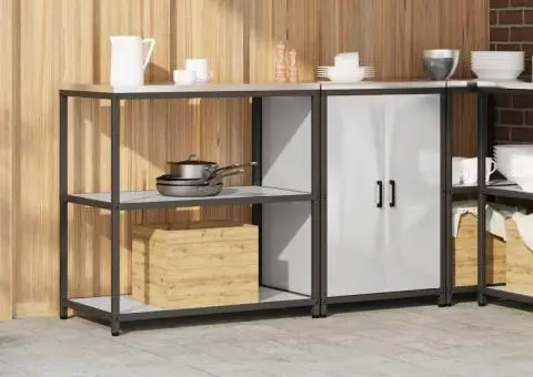 Set de depozitare pentru bucătărie cu raft cu depozitare cu ușă Ajustabil 2 pcs Argintiu - 4/5