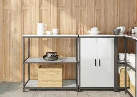 Set de depozitare pentru bucătărie cu raft cu depozitare cu ușă Ajustabil 2 pcs Argintiu - 1/5