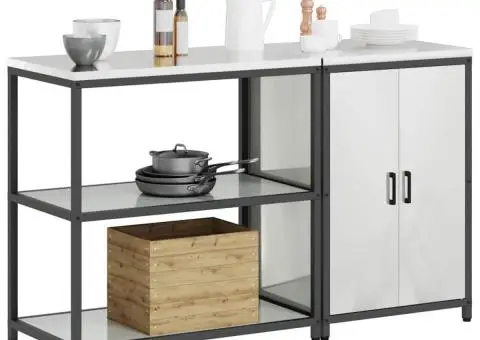 Set de depozitare pentru bucătărie cu raft cu depozitare cu ușă Ajustabil 2 pcs Argintiu - 3/5