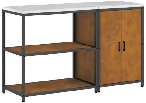 Set de depozitare pentru bucătărie cu raft cu depozitare cu ușă Ajustabil 2 pcs Ruginit - 2/5