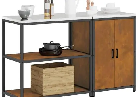 Set de depozitare pentru bucătărie cu raft cu depozitare cu ușă Ajustabil 2 pcs Ruginit - 3/5