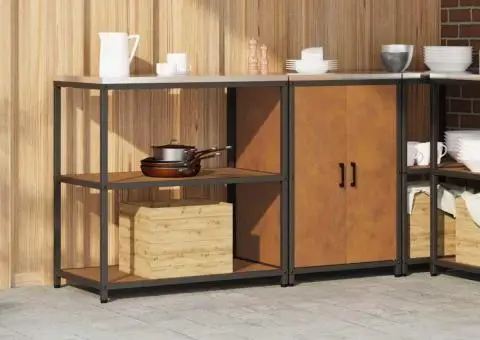 Set de depozitare pentru bucătărie cu raft cu depozitare cu ușă Ajustabil 2 pcs Ruginit - 4/5