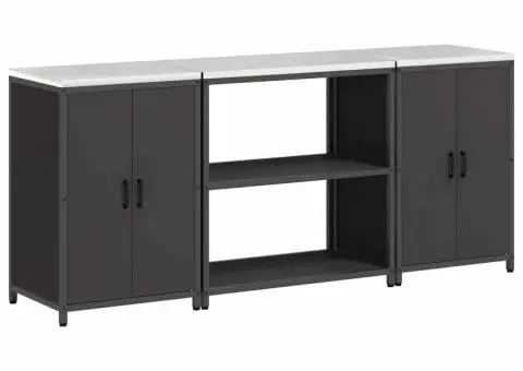 Set de depozitare pentru bucătărie 3 pcs Negru 210 x 50 x 92 cm - 2/5