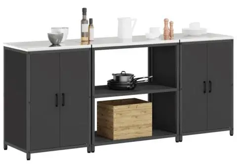 Set de depozitare pentru bucătărie 3 pcs Negru 210 x 50 x 92 cm - 3/5